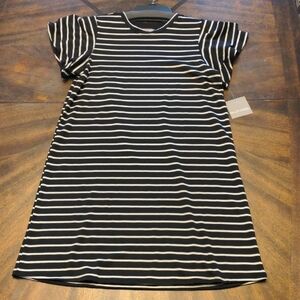 Falls Creek Monochrome Striped Dress Women's Medium White and Black